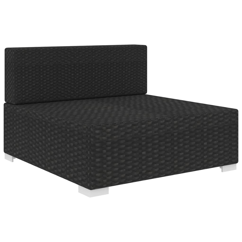 Garten Sofa Mittelteil Schwarz Poly Rattan Inkl. Bequeme Auflagen Kombinierbar