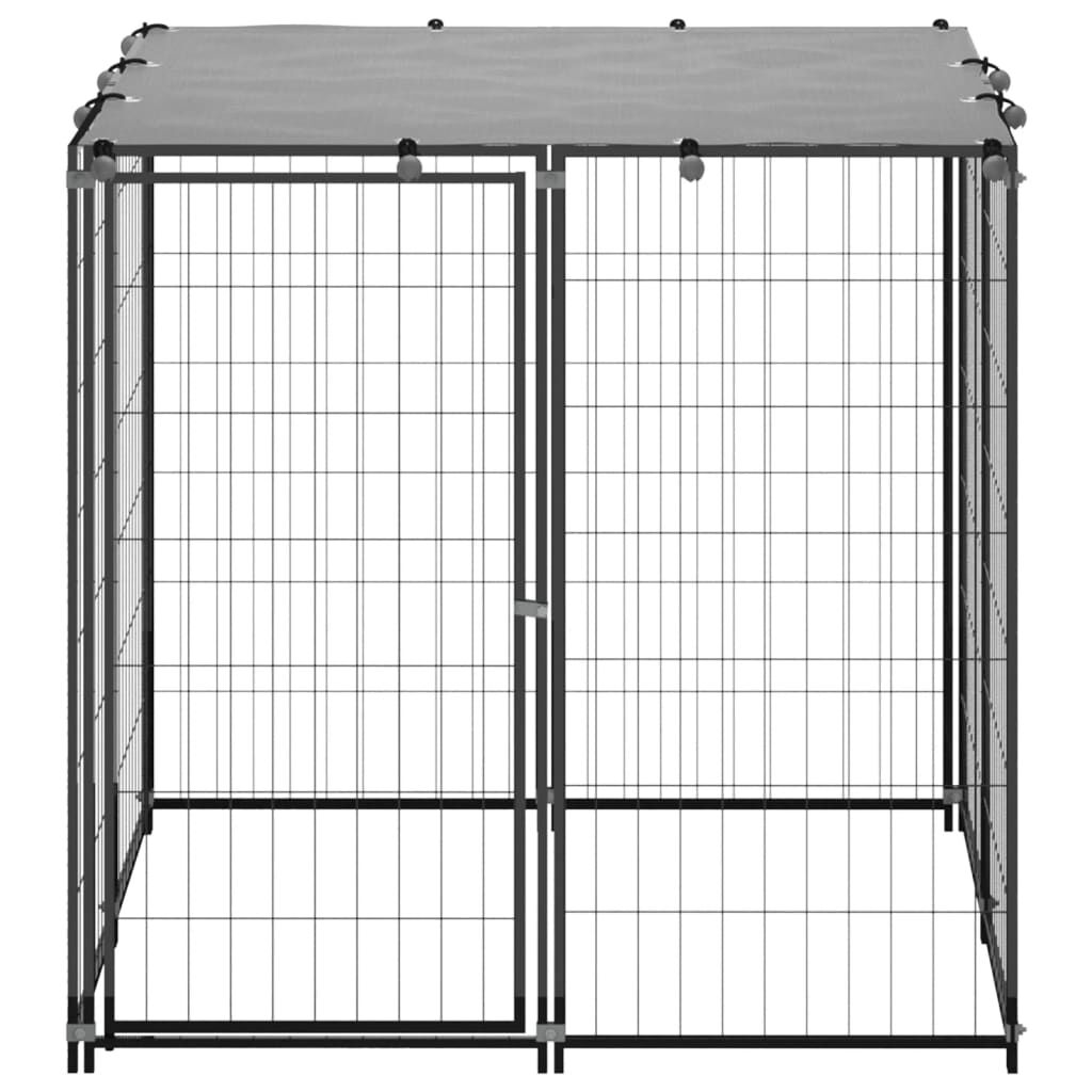 Hundezwinger aus schwarzem Stahl 110 x 110 x 110 cm sicher und stabil