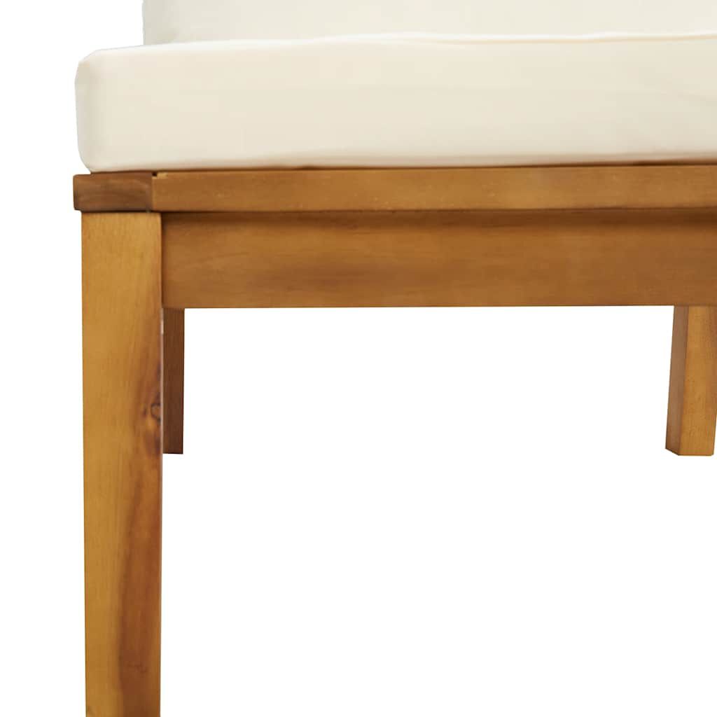 3-tlg. Garten-Lounge-Set mit Cremeweißen Kissen Akazienholz