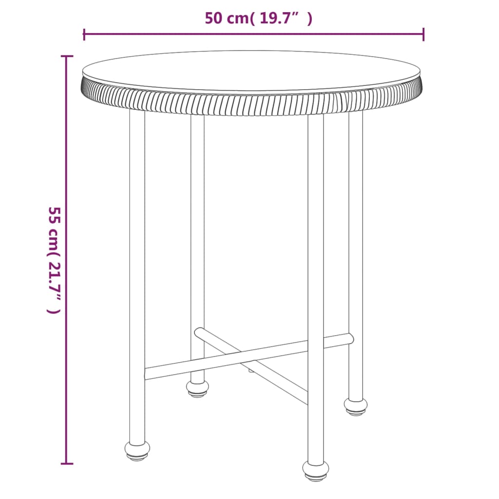 Esstisch schwarz 50 cm Hartglas und Stahl modern robust Esszimmer