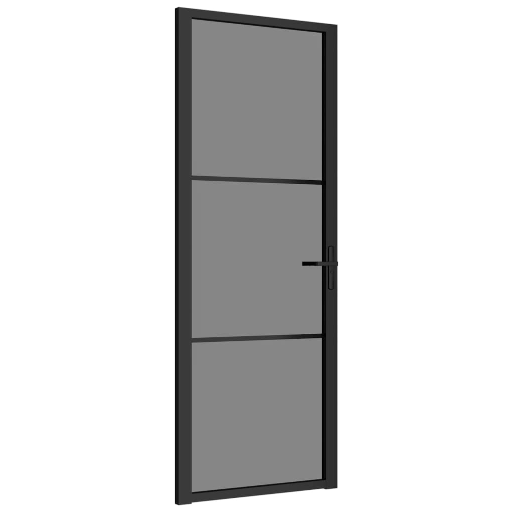 Innentür Tür 76x201,5 cm Schwarz ESG-Glas und Aluminium