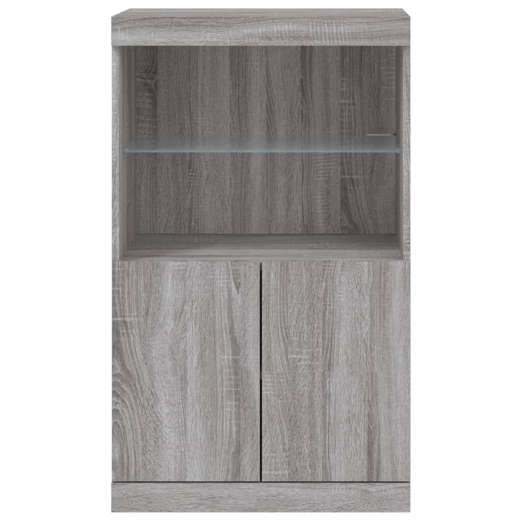 Sideboard Grau Sonoma 60x37x100 cm mit LED Beleuchtung modern gestaltet