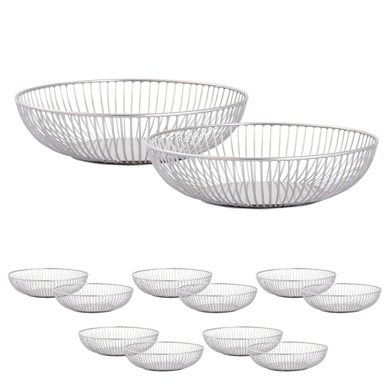 Obstschale 12-teilig Metall ø 28 x 7 cm Set 2 x 6 VE rund Brotkorb Rom schwarz o. silber O Obstschale 12-teilig Metall ø 28 x 7 cm Set 2 x 6 VE rund Brotkorb Rom schwarz o. silber O