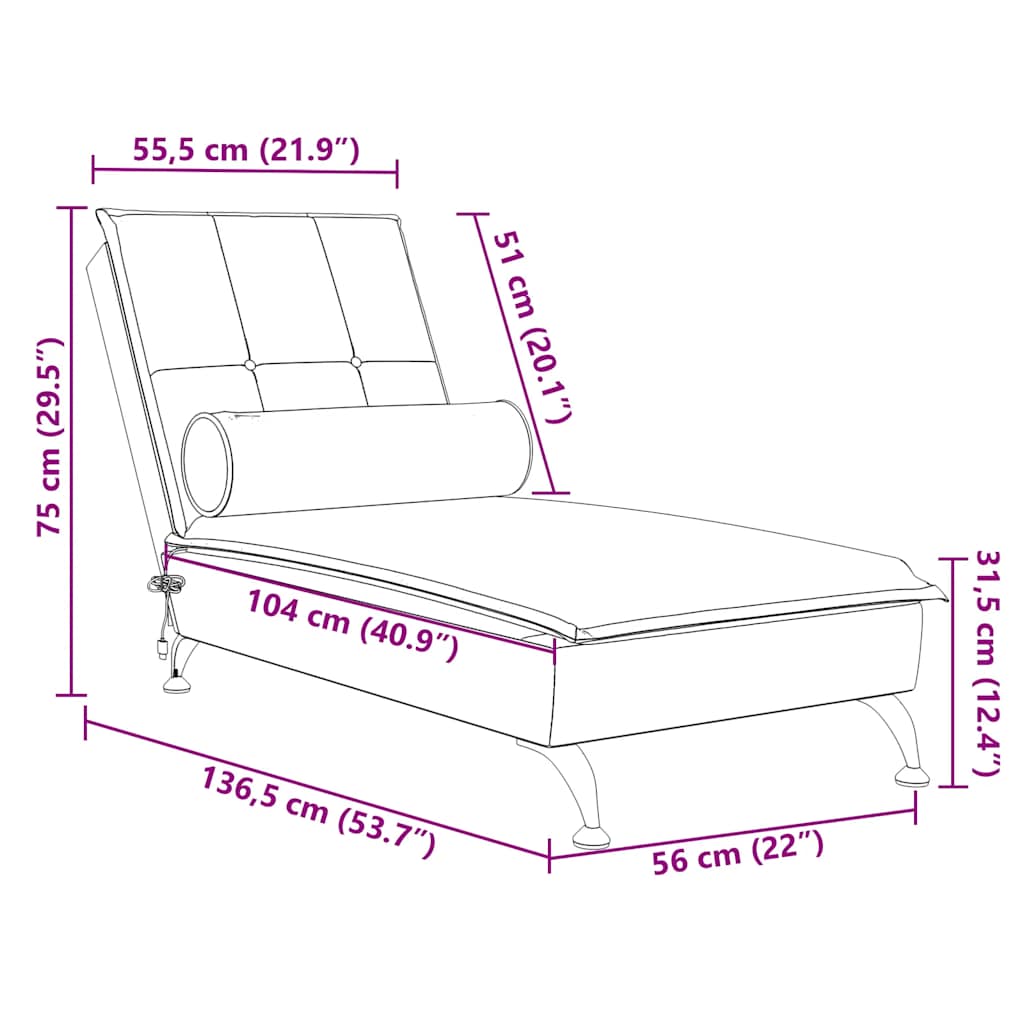 Massage Chaiselongue mit Nackenrolle Blau Samt Komfort und Entspannung