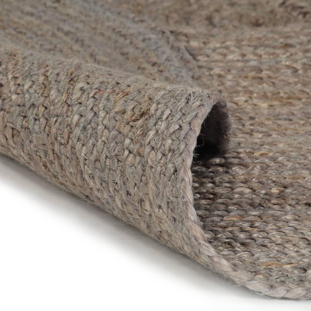 Handgefertigter Teppich Jute Rund 240 cm Grau Naturfaser Robust Dekorativ