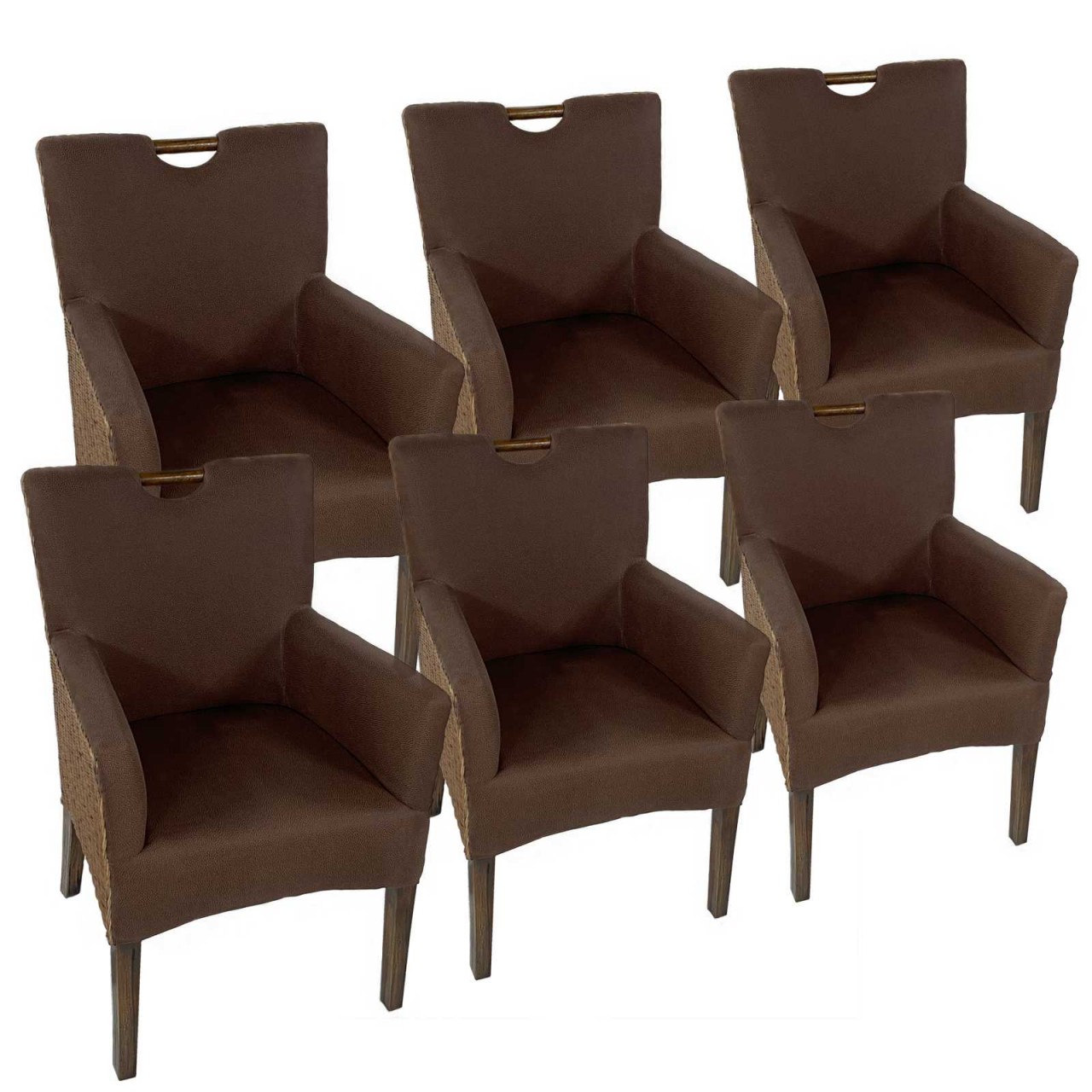 Esszimmer Stühle Set 6 Stück Rattan Armlehner Sessel Bilbao Polsterstuhl Polstersessel prairie brown Esszimmer Stühle Set 6 Stück Rattan Armlehner Sessel Bilbao Polsterstuhl Polstersessel prairie brown