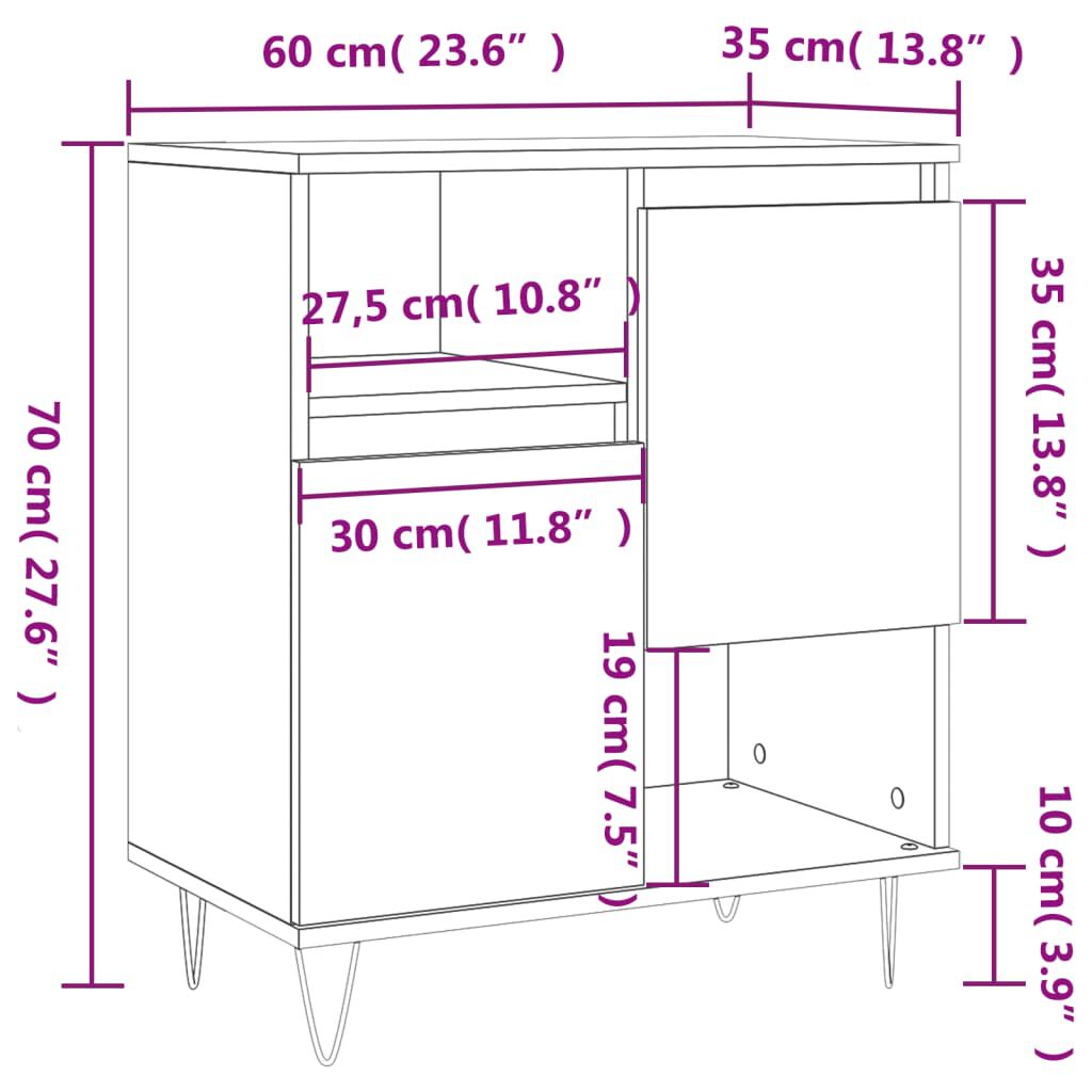 Sideboard mit Türen 60 cm breit in Sonoma Eiche Optik Wohnzimmer Flur modern