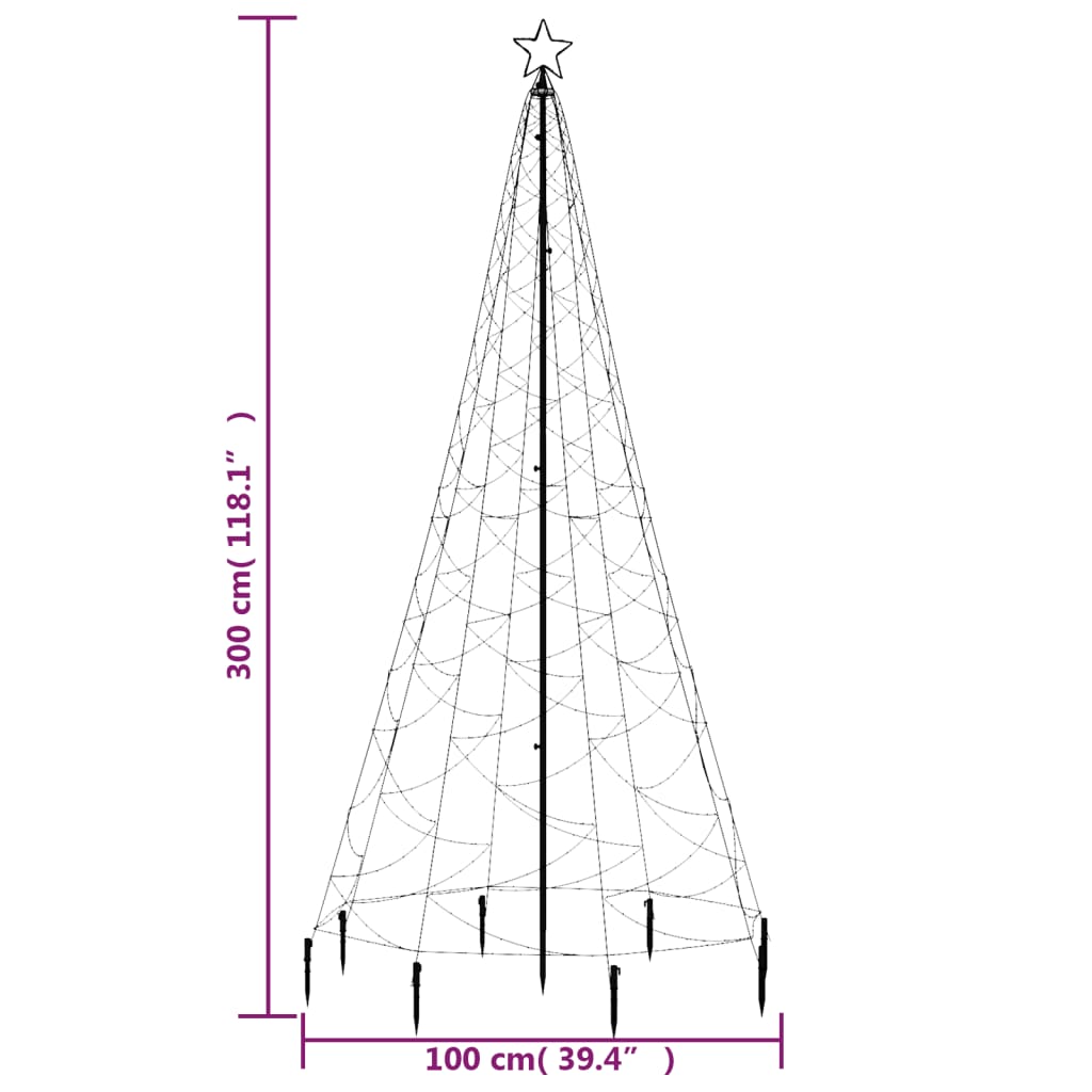 Weihnachtsbaum mit Metallpfosten Weihnachtsdeko 500LEDs Blau 3m Außenbeleuchtung