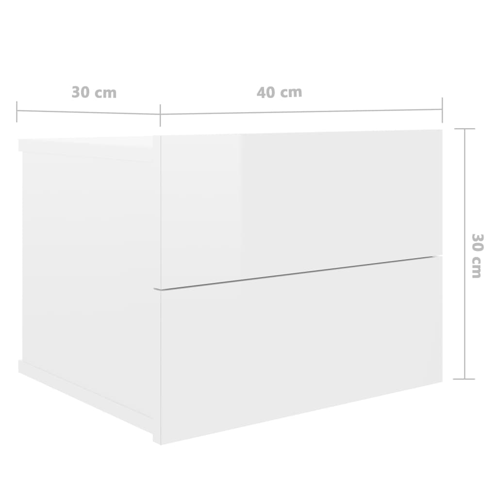 Nachttisch Beistelltisch Nachtschrank Schubladenschrank Hochglanz-Weiß 40x30x30 cm