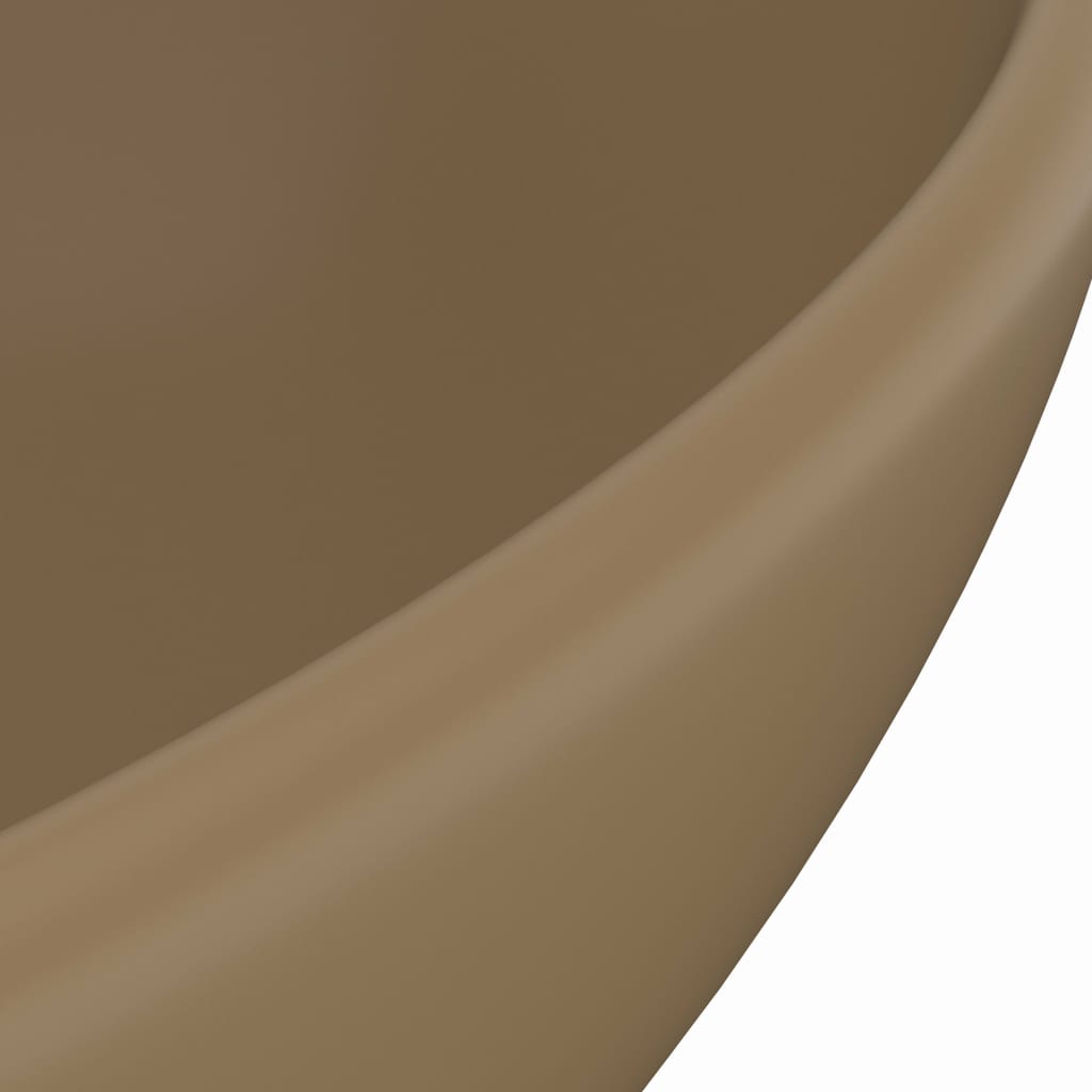 Waschbecken oval 40x33cm Keramik matt creme hochwertig elegant modern Badezimmer