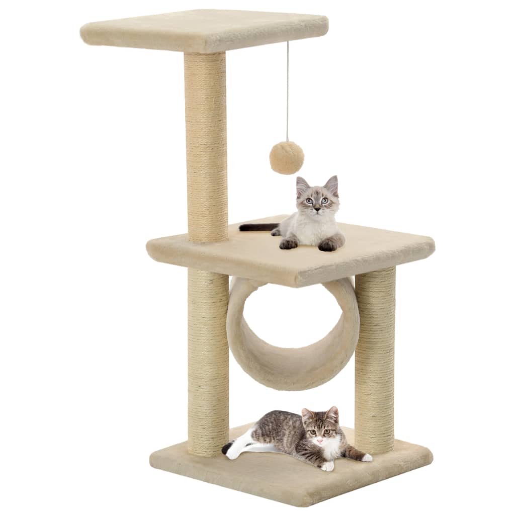 Kratzbaum mit Sisal Kratzstämmen 65 cm Beige