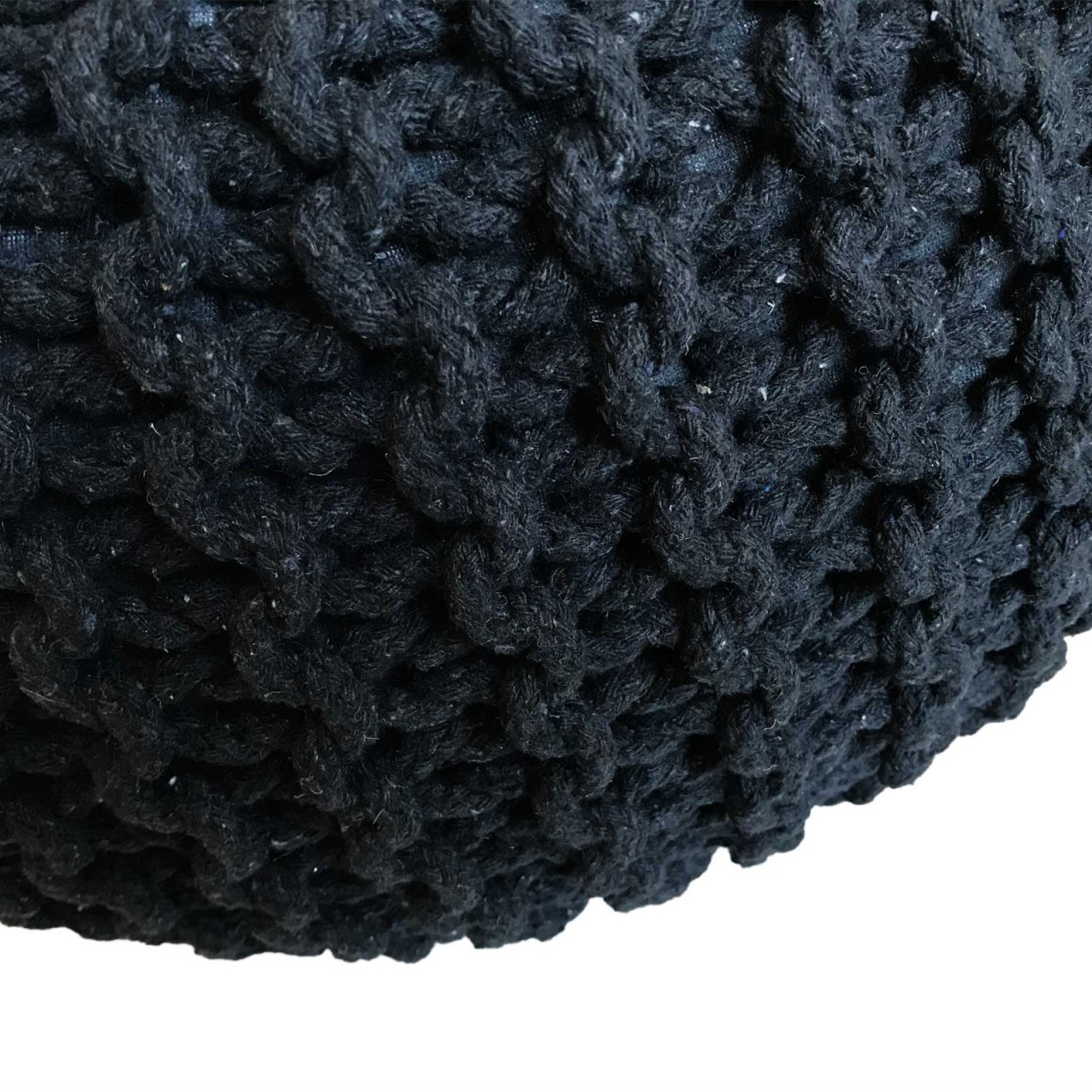 Sitzhocker Pouf SET 2 Stück Ø 55 cm H 37 cm Strickhocker Bodenkissen Grobstrick-Optik nachhaltig Sitzhocker Pouf SET 2 Stück Ø 55 cm H 37 cm Strickhocker Bodenkissen Grobstrick-Optik nachhaltig