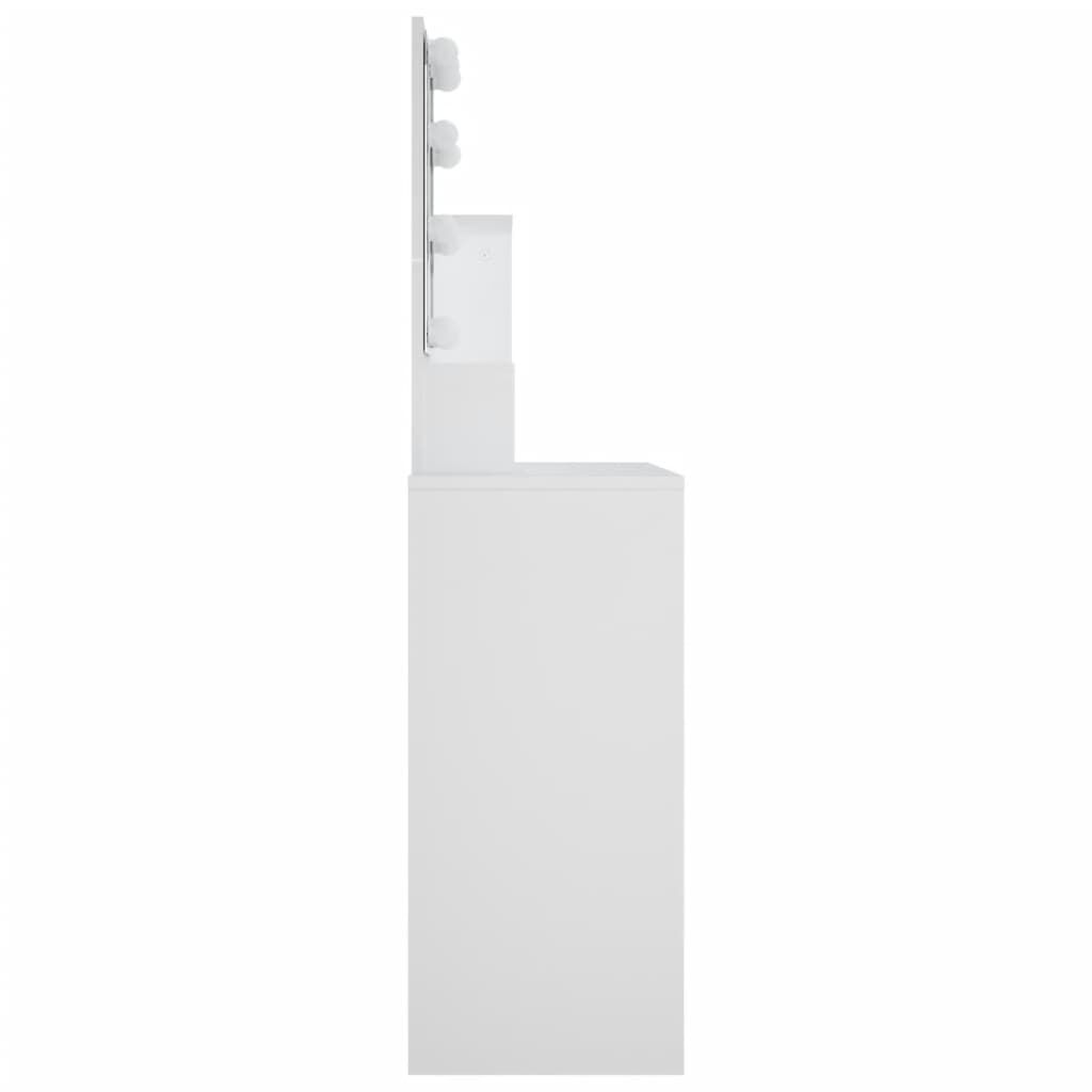 Moderner Schminktisch mit LED Beleuchtung Weiß Hochglanz 86 5 x 35 x 136 cm