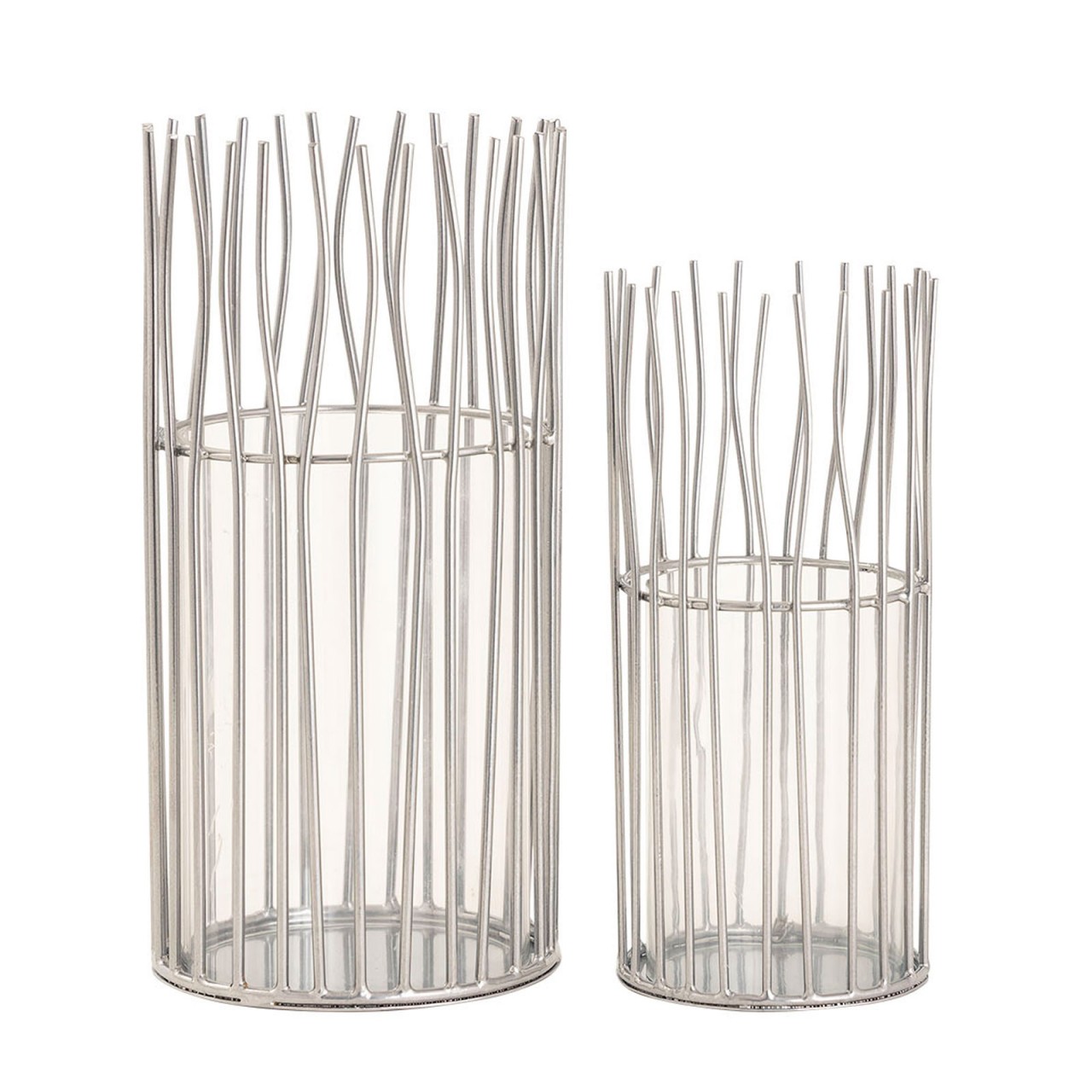 Kerzenhalter Set 2-teilig Teelichthalter Windlicht Loft schwarz o. silber Kerzenständer Windlichter