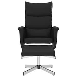 Relaxsessel mit Fußhocker Schwarz Kunstleder