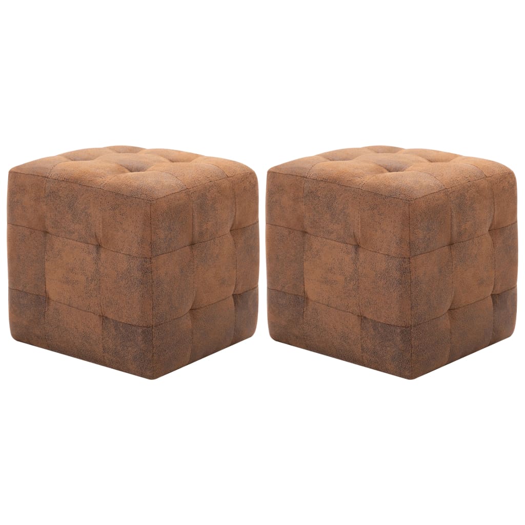 Nachttische 2er Set braun 30x30x30cm Wildleder Optik Schlafzimmer elegant modern