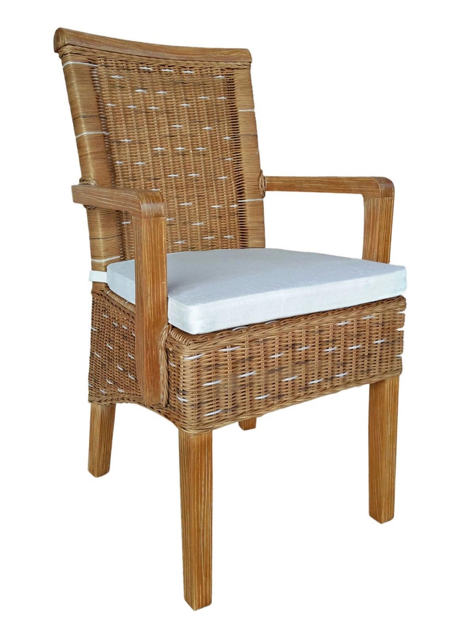 Esszimmer Stühle Set mit Armlehnen 4 Stück Rattanstühle braun Perth Korbstuhl Sessel nachhaltig