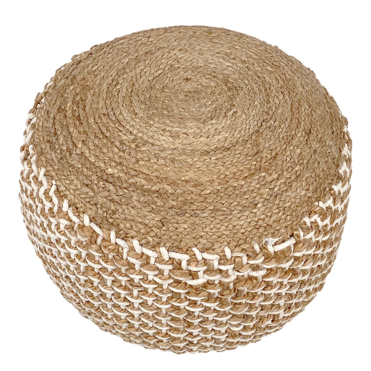 Sitzpouf Jute Sitzhocker rund 50x50 cm Deko Hocker Jute natur Sitzpouf Bodenkissen Fußhocker