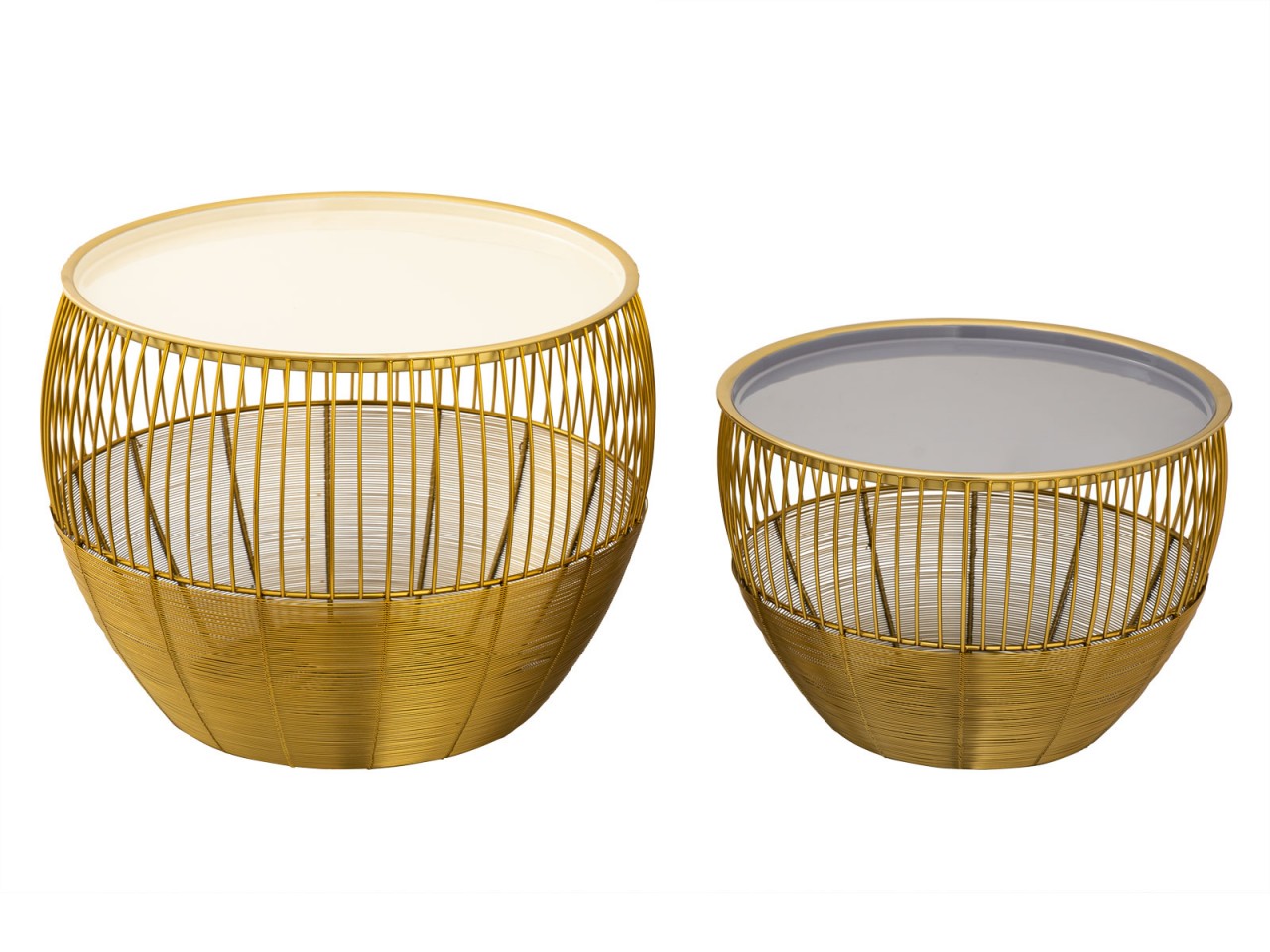 Beistelltisch 2er Set Satztisch rund ø 49/41 H 37/29 cm Dekotische Sofatisch Glamira Couchtisch gold