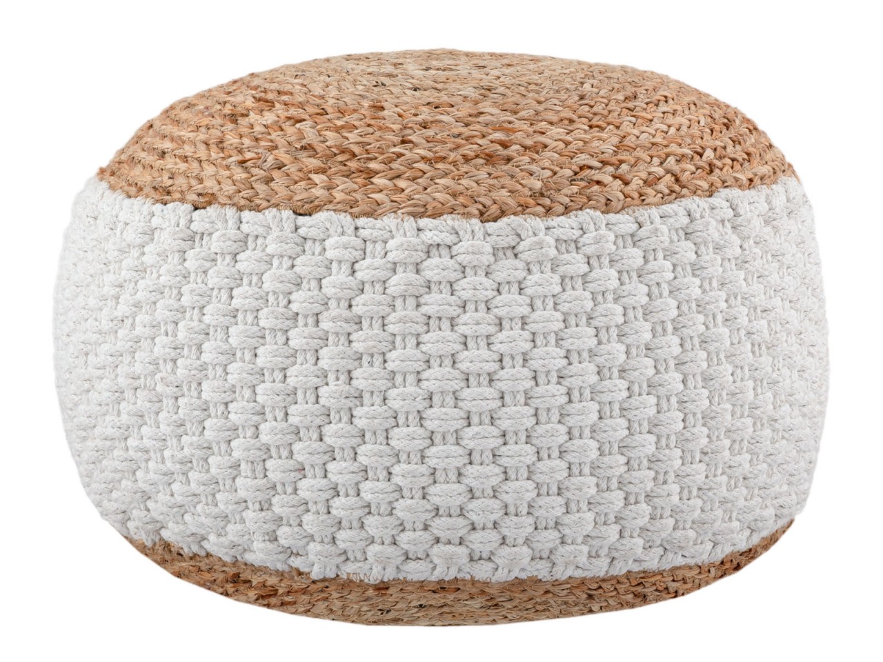 Sitzpouf Jute Sitzhocker rund 50x50 cm Deko Hocker Jute natur Sitzpouf Bodenkissen Fußhocker