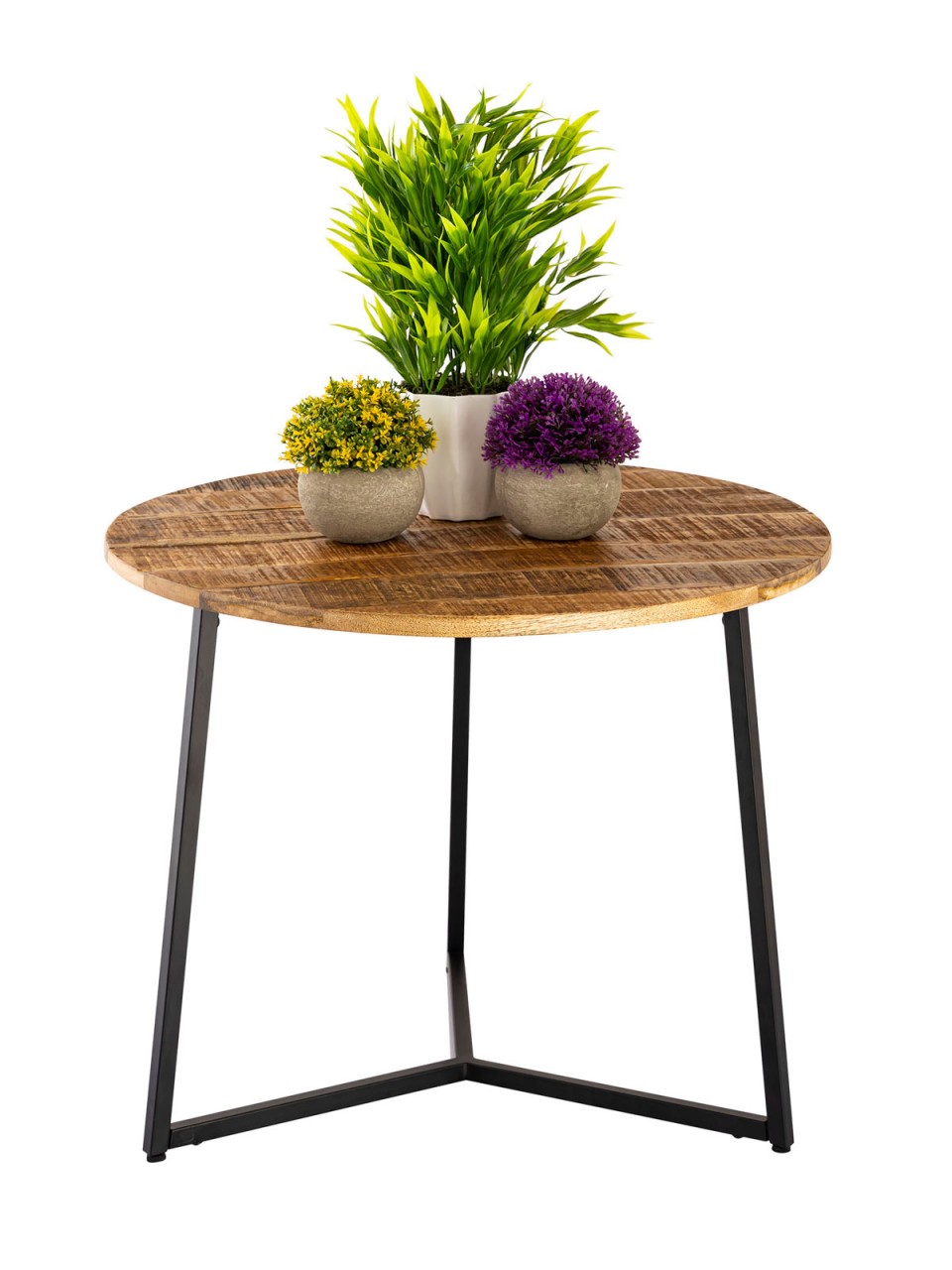 Couchtisch rund Beistelltisch Massivholz ø 56cm Wohnzimmertisch La Palma Metall Gestell schwarz Couchtisch rund Beistelltisch Massivholz ø 56cm Wohnzimmertisch La Palma Metall Gestell schwarz