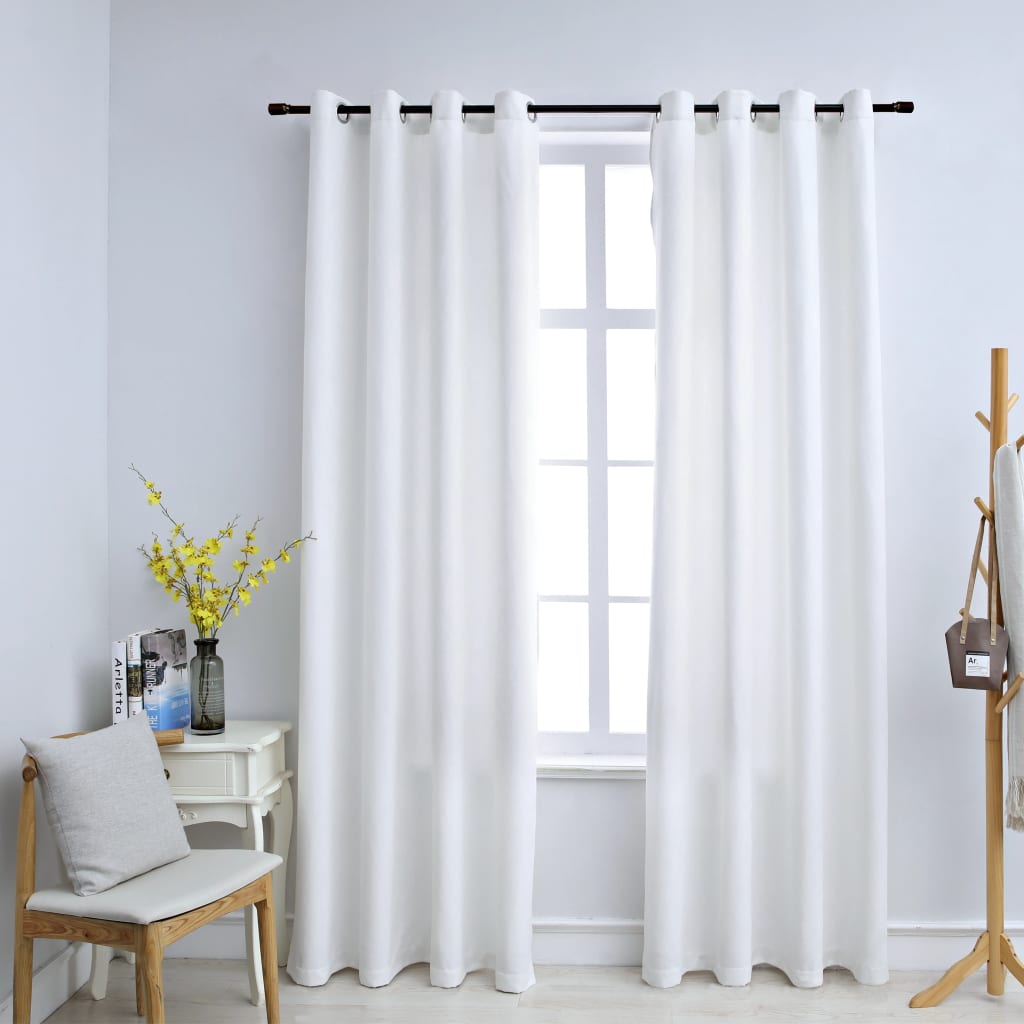 Verdunkelungsvorhänge 2 Stk. Cremeweiß 140x175 cm mit Metallringen elegantes Wohnzimme