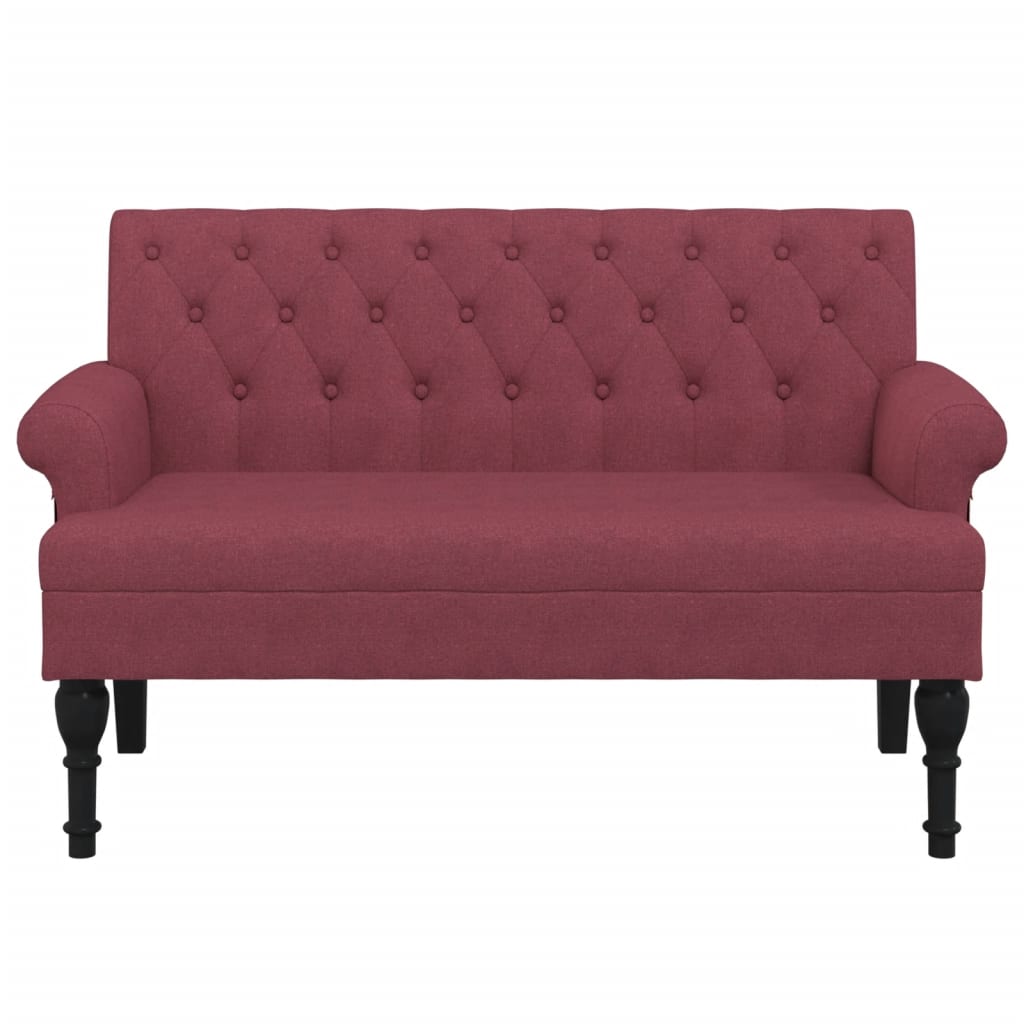 Sitzbank mit Rückenlehne Weinrot 120x62x75,5 cm Stoff Modern & stilvoll