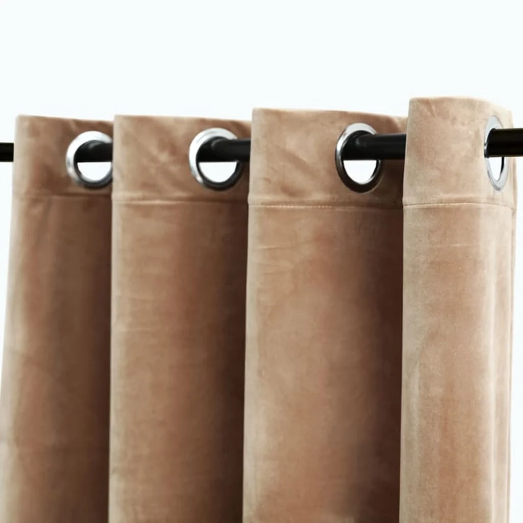 VerdunkelungsvorhängeThermovorhänge Blickdicht Fensterdeko Gardinen 2 Stk. Samt Beige 140x225cm mit Ringen