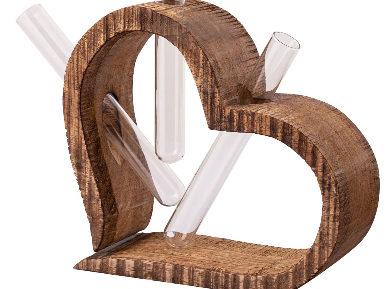 Tischdeko Herzen 3-teilig Blumenvase Hochzeitsgeschenk Hochzeitsdeko Mangoholz massiv