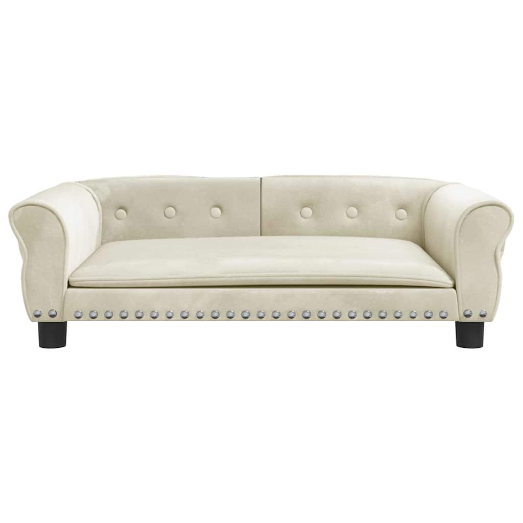 Hundebett creme 95x55x30 cm Samt komfortabel elegant stilvoll gemütlich