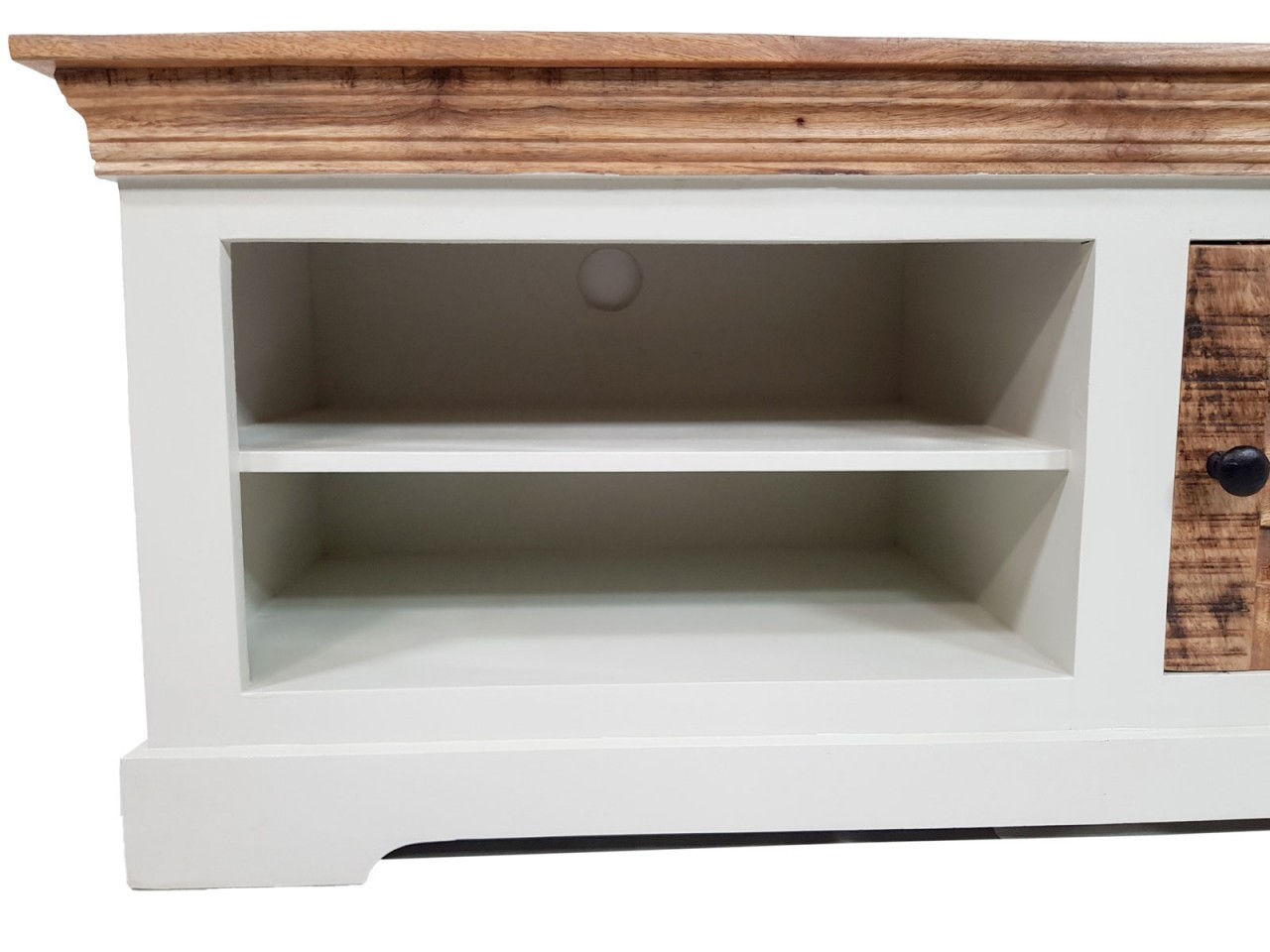 TV Lowboard TV Schrank B 114 H 45 cm Massivholz Fernsehschrank Ibiza weiß Mangoholz massiv