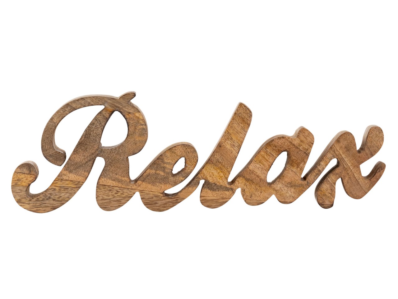 Schriftzug Holzfigur Relax B28x9cm Dekoschrift Mangoholz massiv