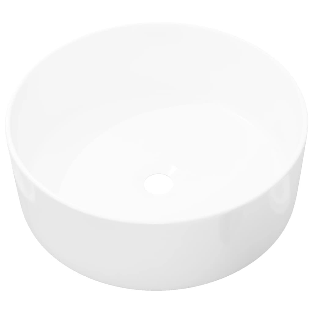Rundes Waschbecken 40 cm aus Keramik in Weiß modernes Design Gäste-WC und Bad
