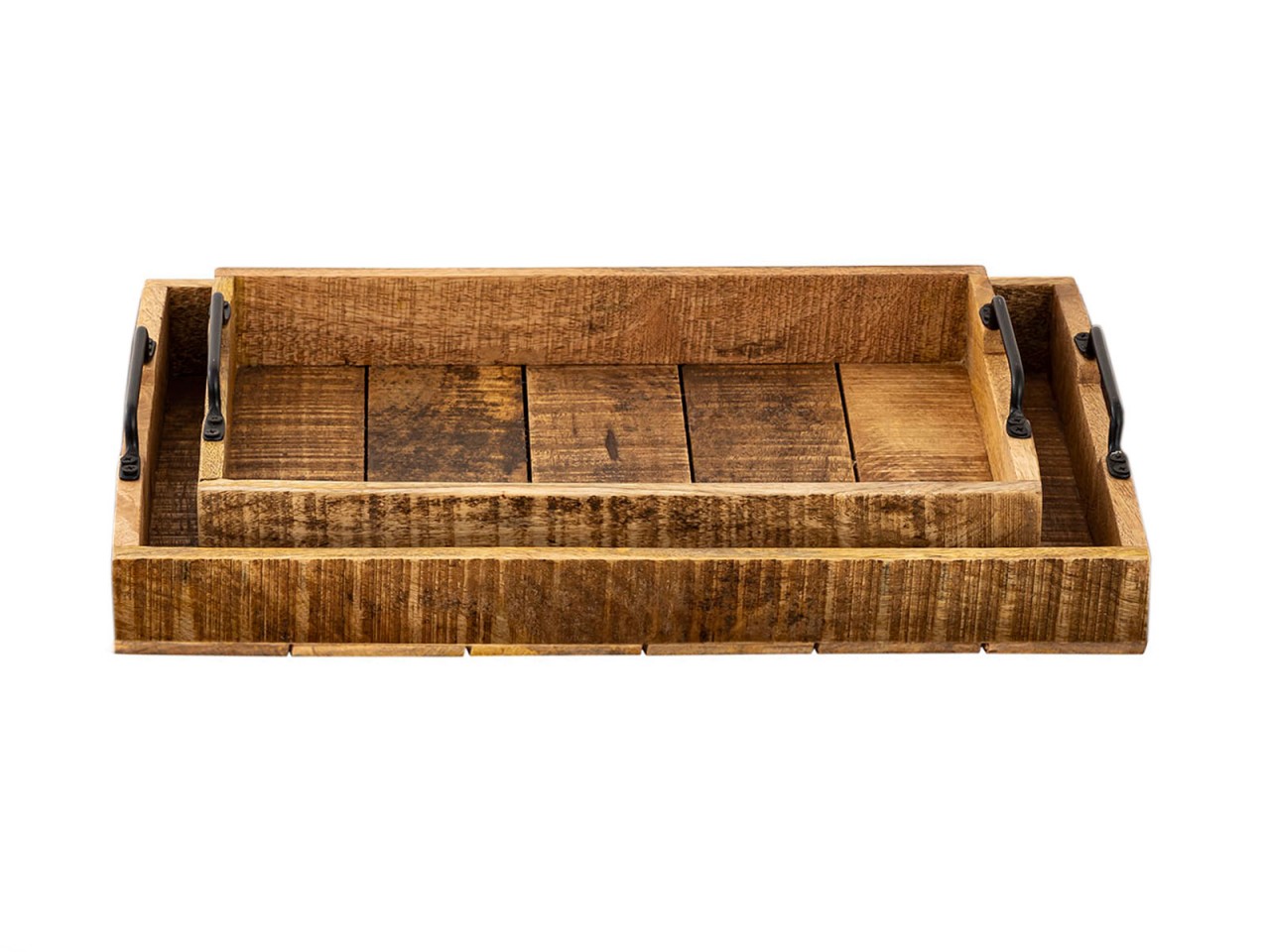 Serviertablett Holztablett Set 2 Stück 46x31cm Tablett Holz Serviertablett Deko Tablett Mangoholz