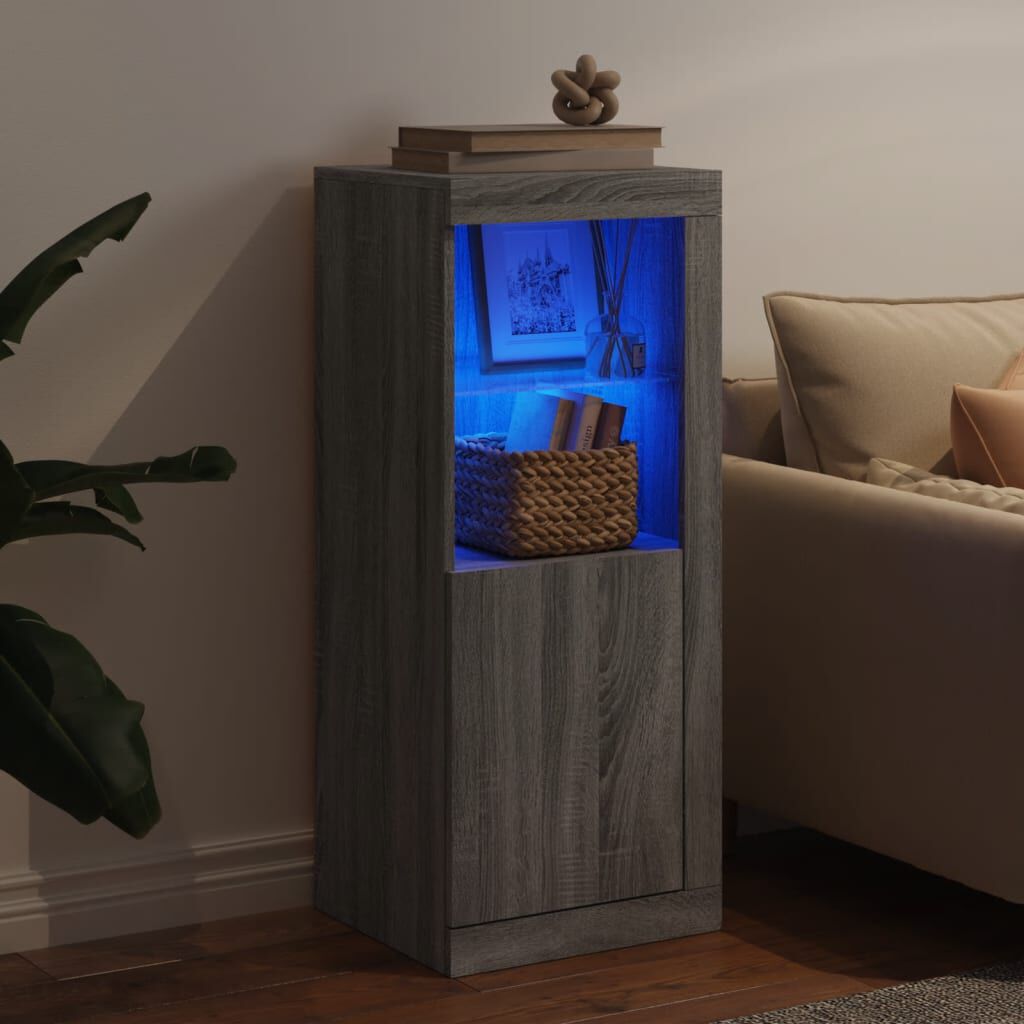 Schrank Sideboard mit LED Beleuchtung Grau Sonoma für Wohnzimmer & Flur
