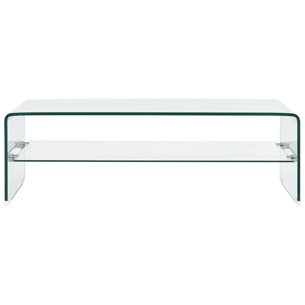 Klarer Couchtisch 98 x 45 x 31 cm aus gehärtetem Glas