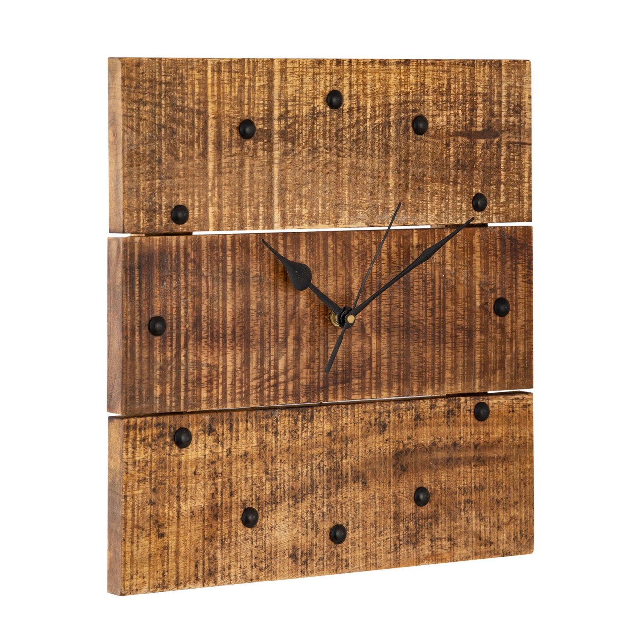 Holzuhr Wanduhr 30x30cm Holz Wohnzimmer lautlos quadratisch aus Mangoholz massiv