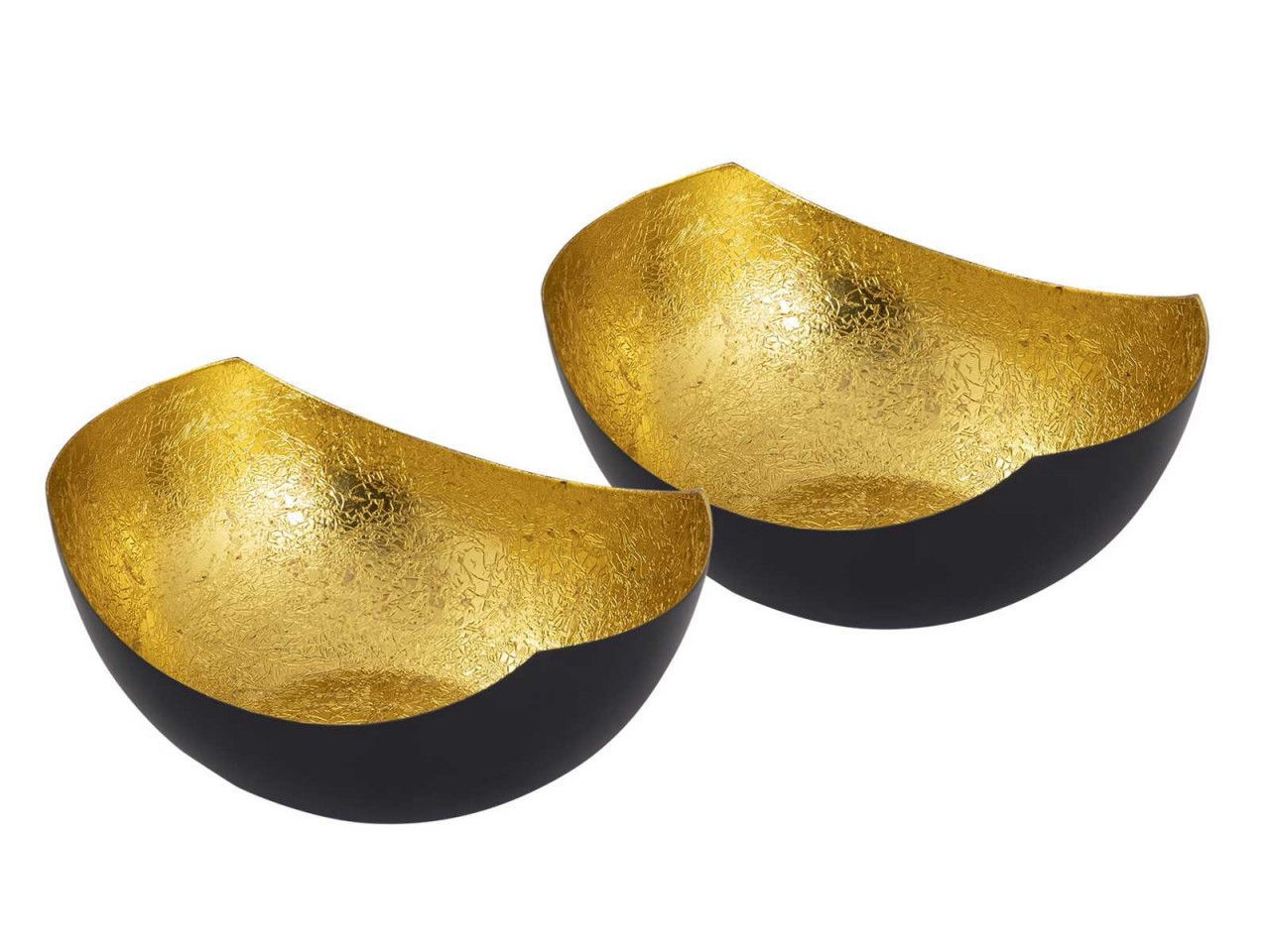 Kerzenhalter Set 2-teilig Teelichthalter Love Schalenform schwarz matt innen vergoldet