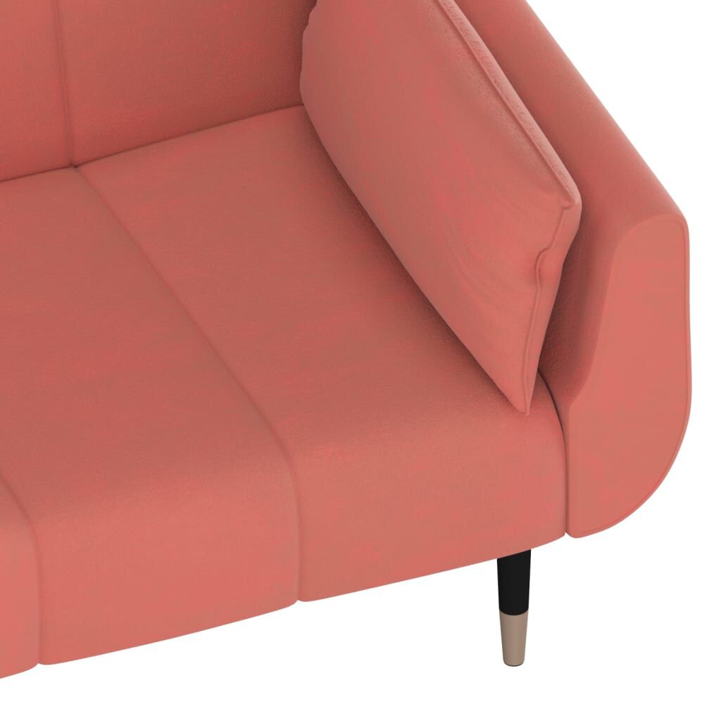 Schlafsofa 2 Sitzer mit 2 Kissen Rosa Samt