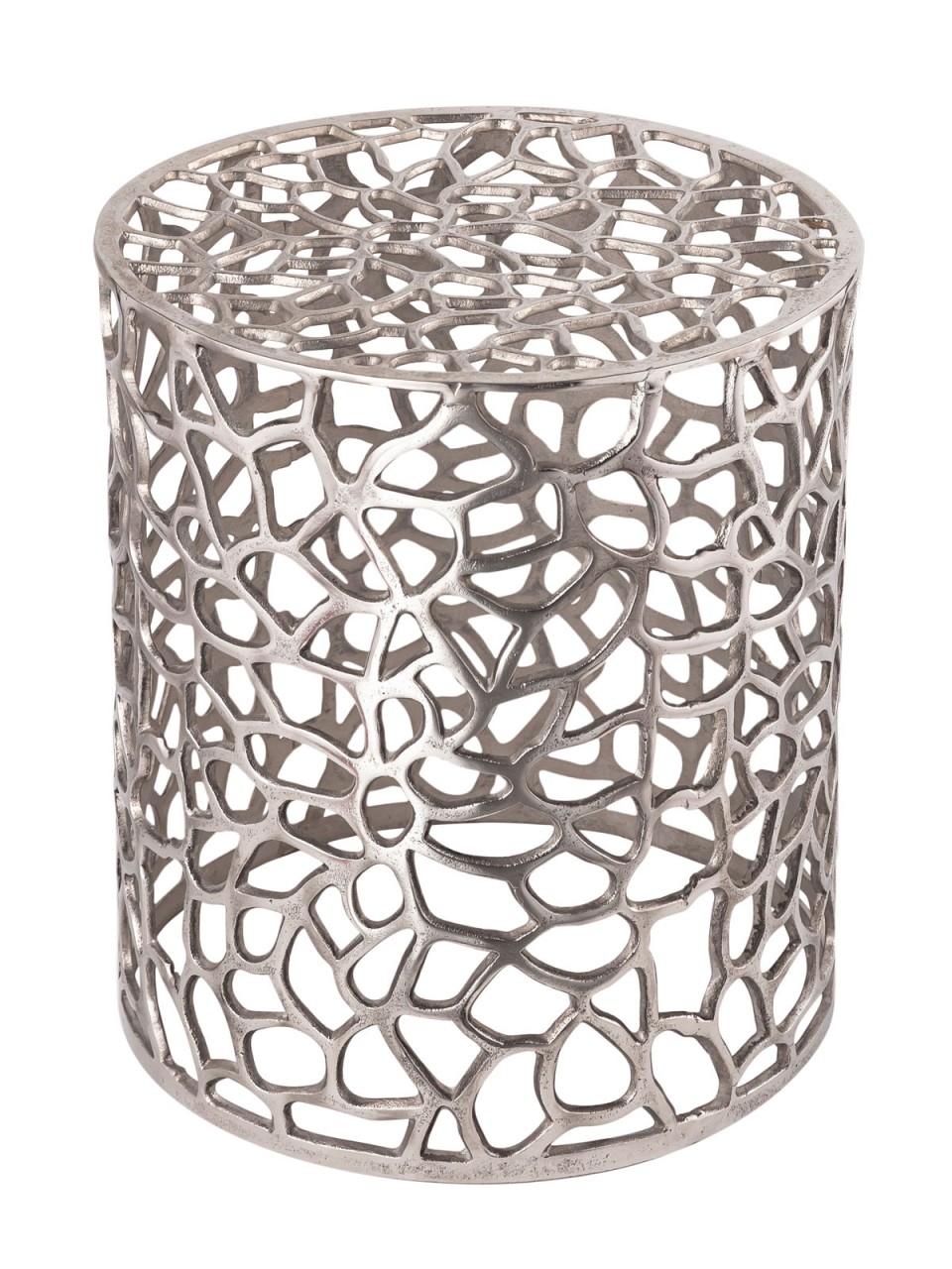 Beistelltisch Metall Dekotisch ø 40 x 46 cm rund Agadir silber o. gold Aluminium Korallen-Design