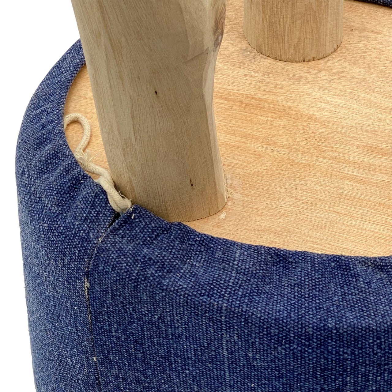 Hocker 2. Wahl Stone Washed Ø 35 cm Höhe 45 cm Sitzhocker Pouf Schemel mit Holzfüßen aus Teakholz