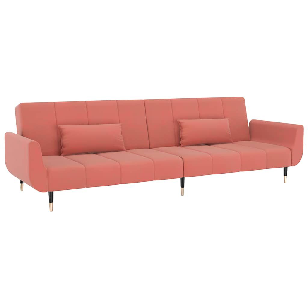 Schlafsofa 2 Sitzer mit 2 Kissen Rosa Samt