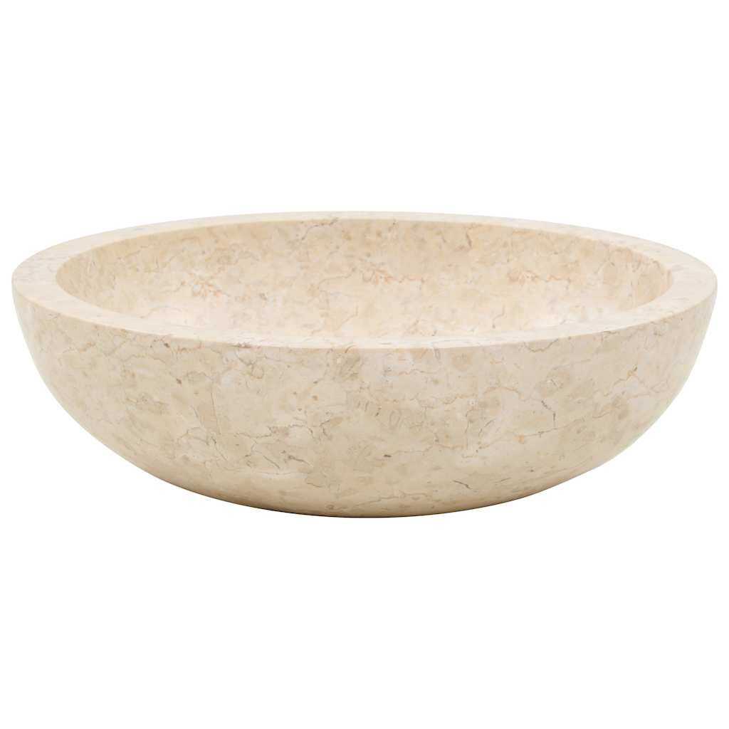 Waschbecken rund Creme 40x12 cm hochwertiger Marmor Naturstein