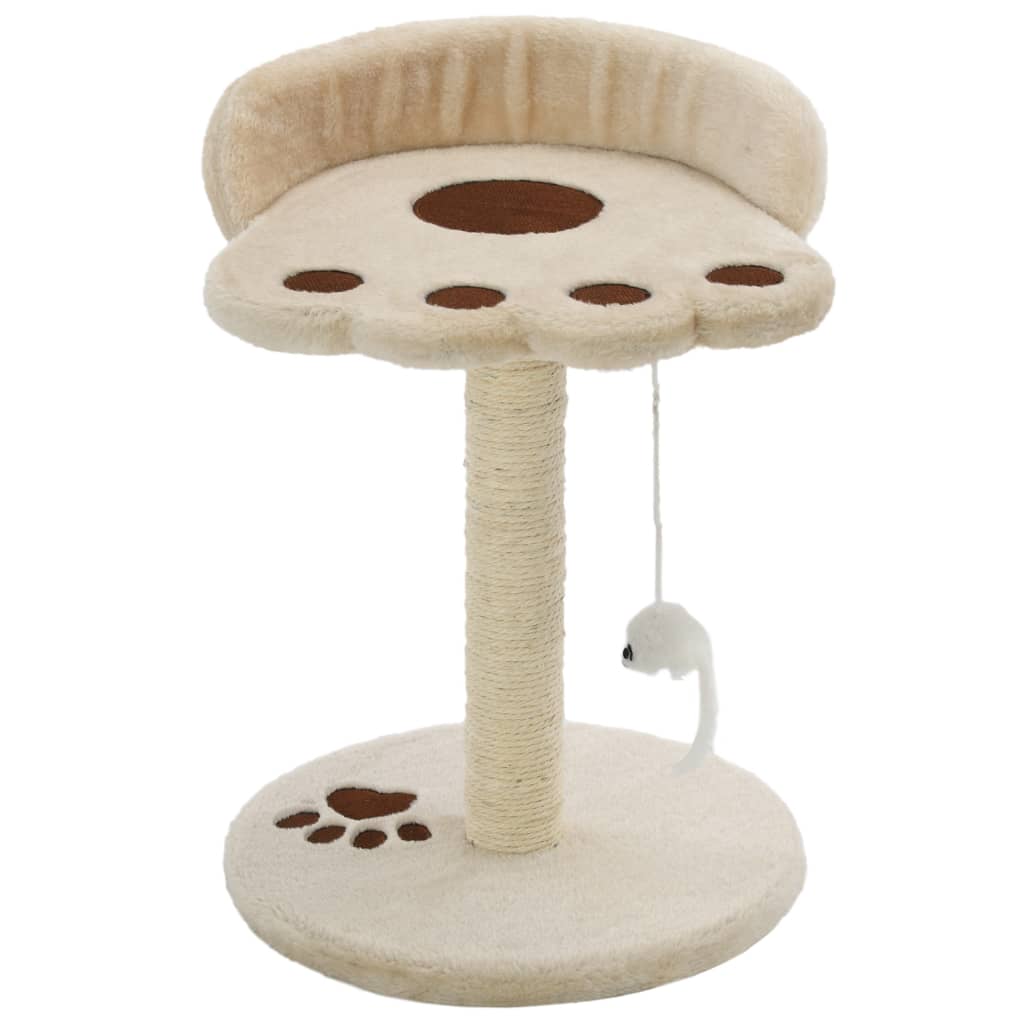 Katzen Kratzbaum Beige Braun 30x30x40 cm Sisal Spielmaus Plüsch