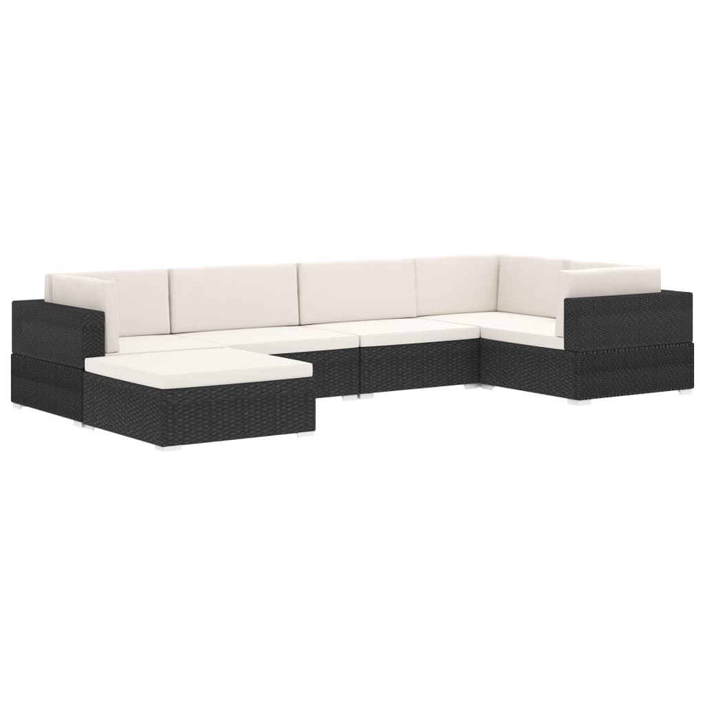 Garten Sofa Mittelteil Schwarz Poly Rattan Inkl. Bequeme Auflagen Kombinierbar