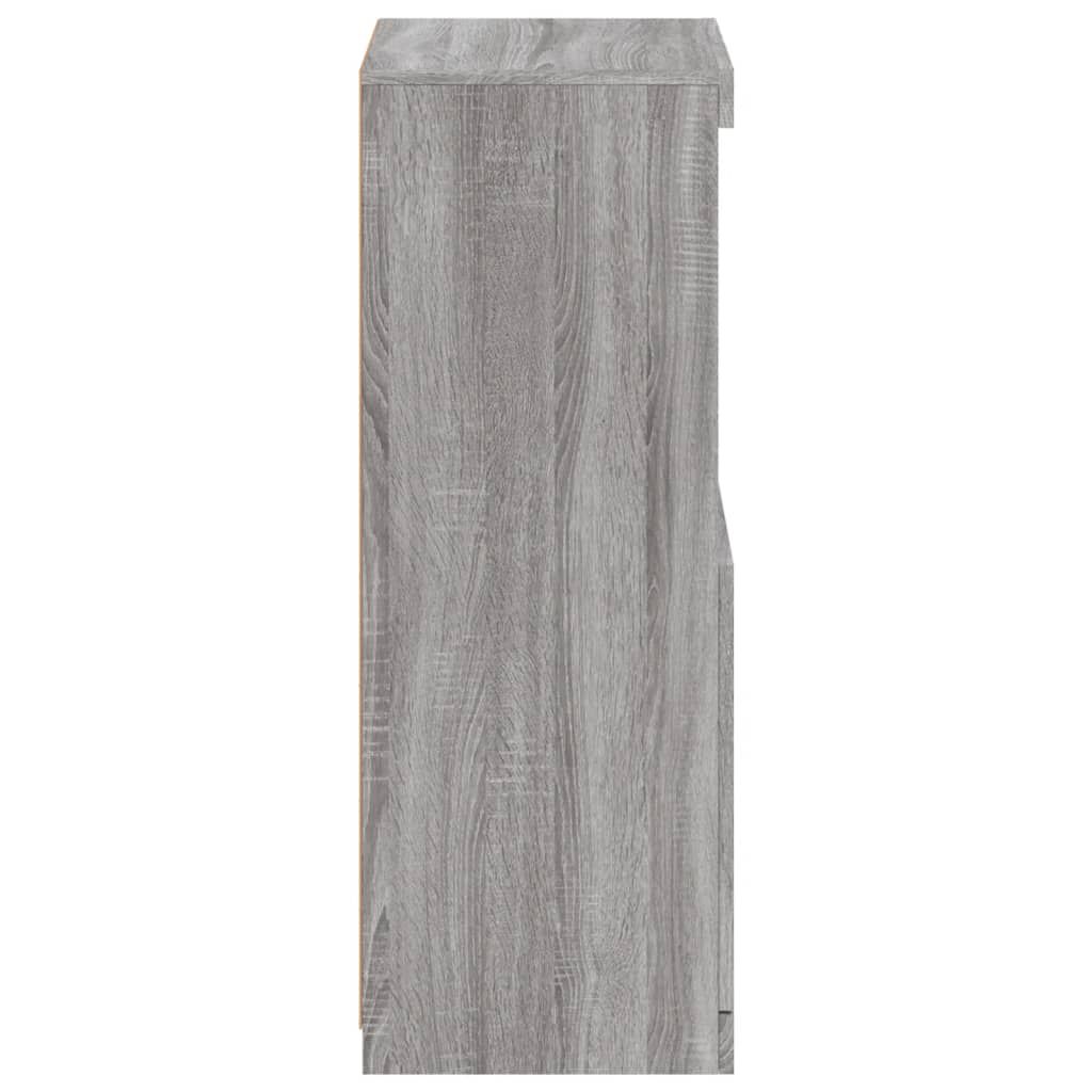 Schrank Sideboard mit LED Beleuchtung Grau Sonoma für Wohnzimmer & Flur