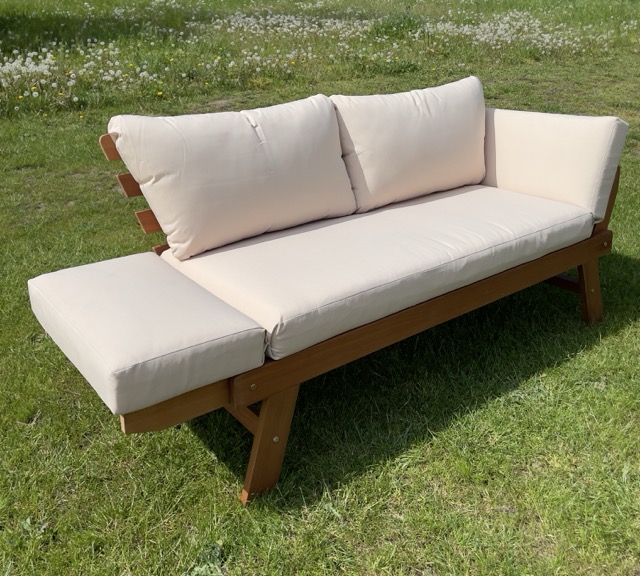 Gartenbank Loungeliege Luis Beige Braun Polster extra 12 cm