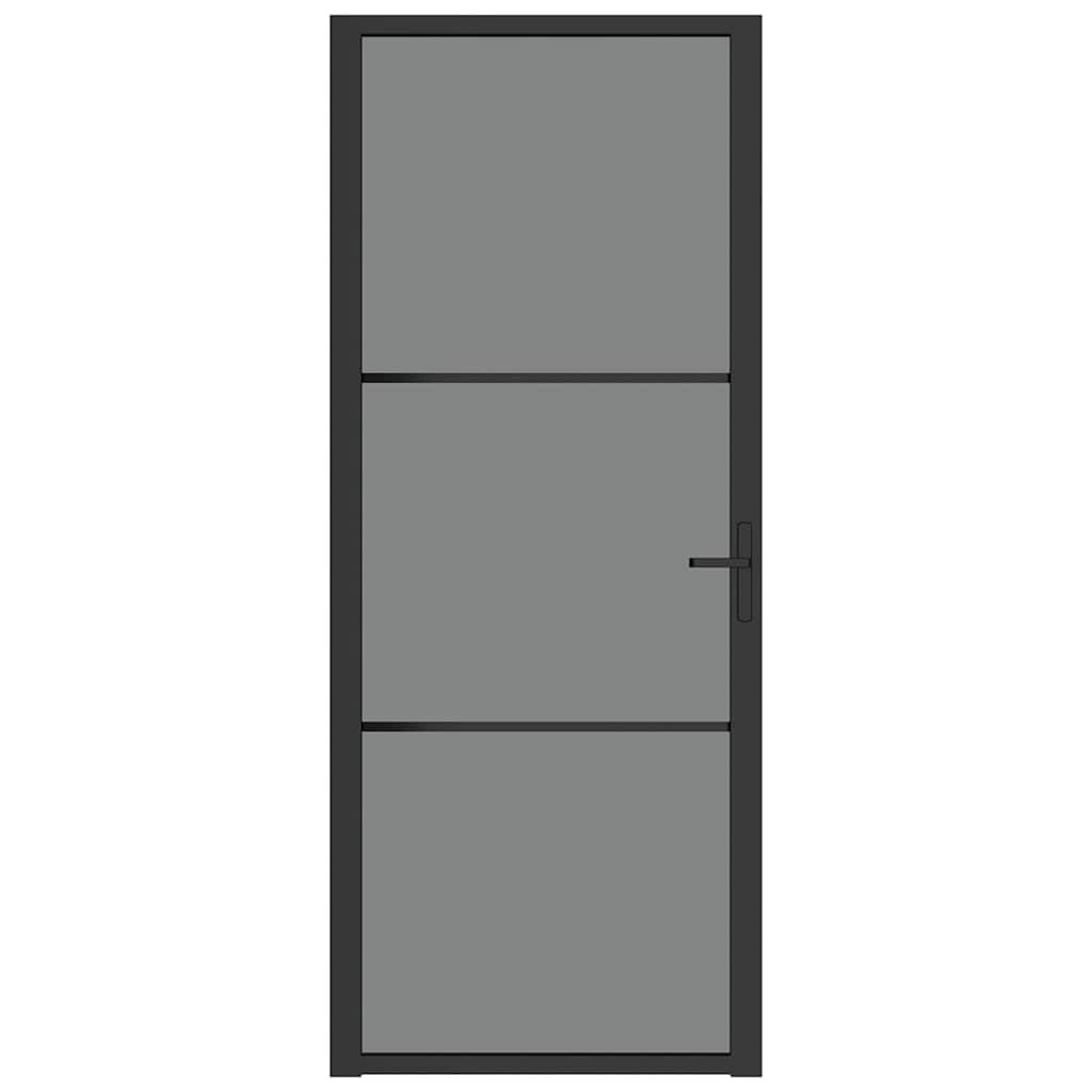 Innentür 83x201,5 cm Schwarz ESG-Glas und Aluminium