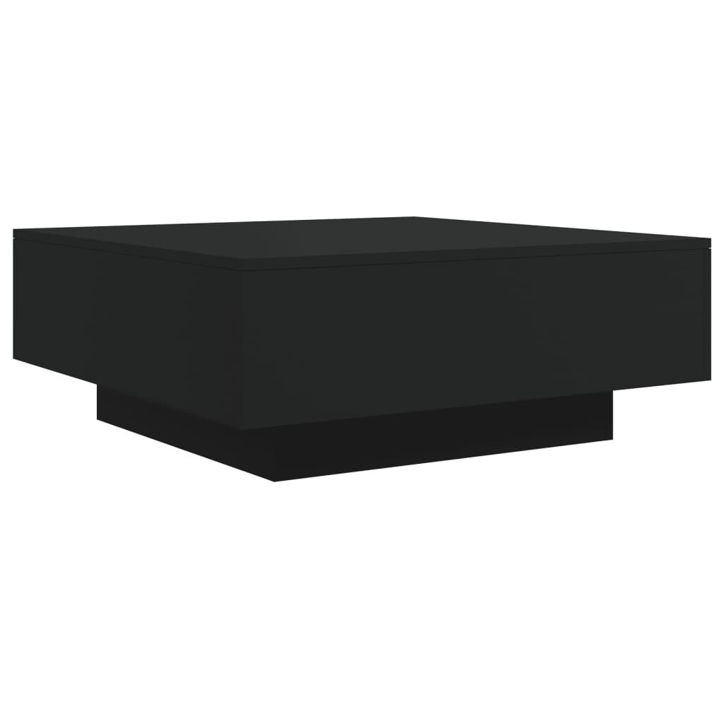 Moderner Couchtisch in Schwarz 80x80x31 cm quadratisch schlicht und praktisch