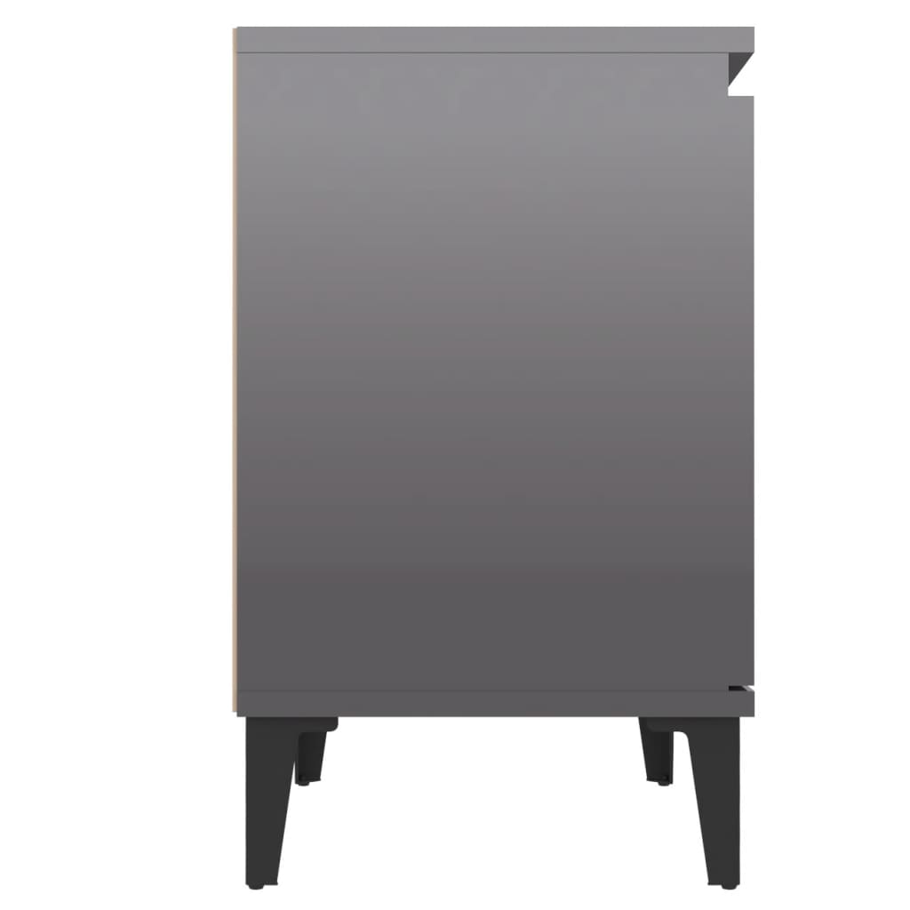 Bettschrank Nachttisch Schubladenschrank Beistelltisch Hochglanz-Grau 40x30x50 cm Modern Schlafzimmermöbel